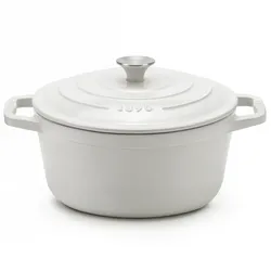 La Fonderie 1890 Runder Schmortopf IENA25 aus emailliertem Gusseisen 25 cm, Fassungsvermögen 4,7 L, Beige