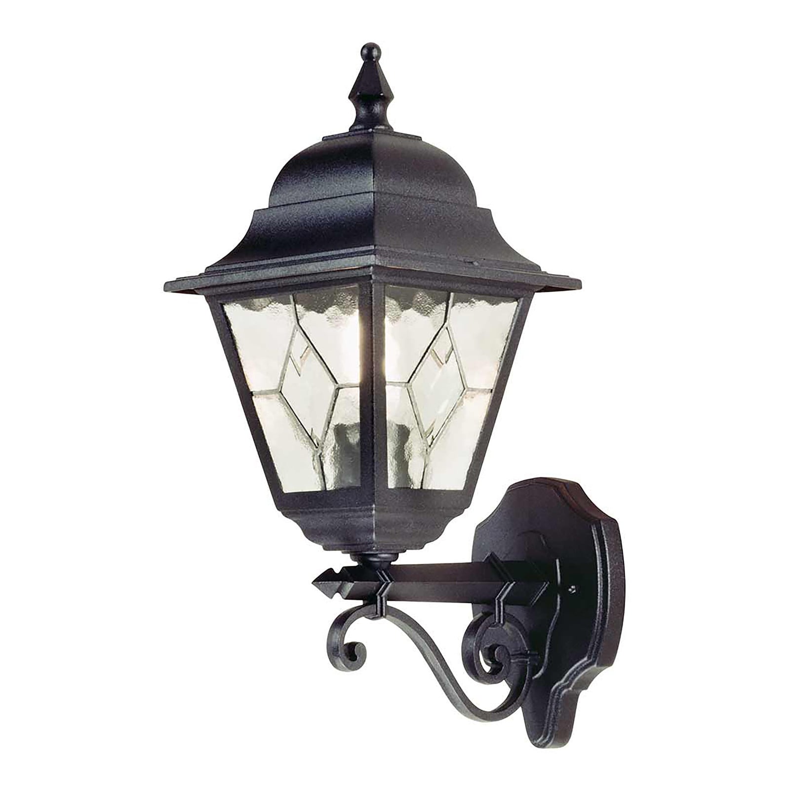 Elstead Norfolk NR1 buitenwandlamp, zwart/transparant, H x B x D: 18 x 45 x 26 cm