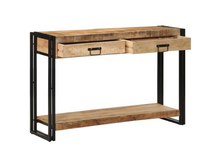 HEFZGDB Konsolentisch 120x33x75 cm Massivholz Mango mit Zwei Schubladen Industriestil Langlebig Wohnzimmer Flur Stauraum
