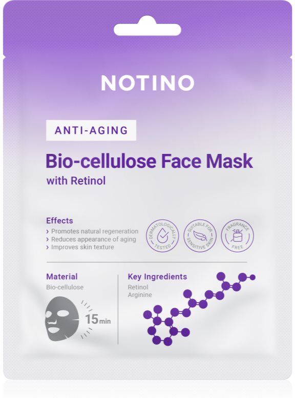Notino Anti-Aging Bio-Cellulose Face Mask with Retinol Anti-Wrinkle Cloth Mask 25 g