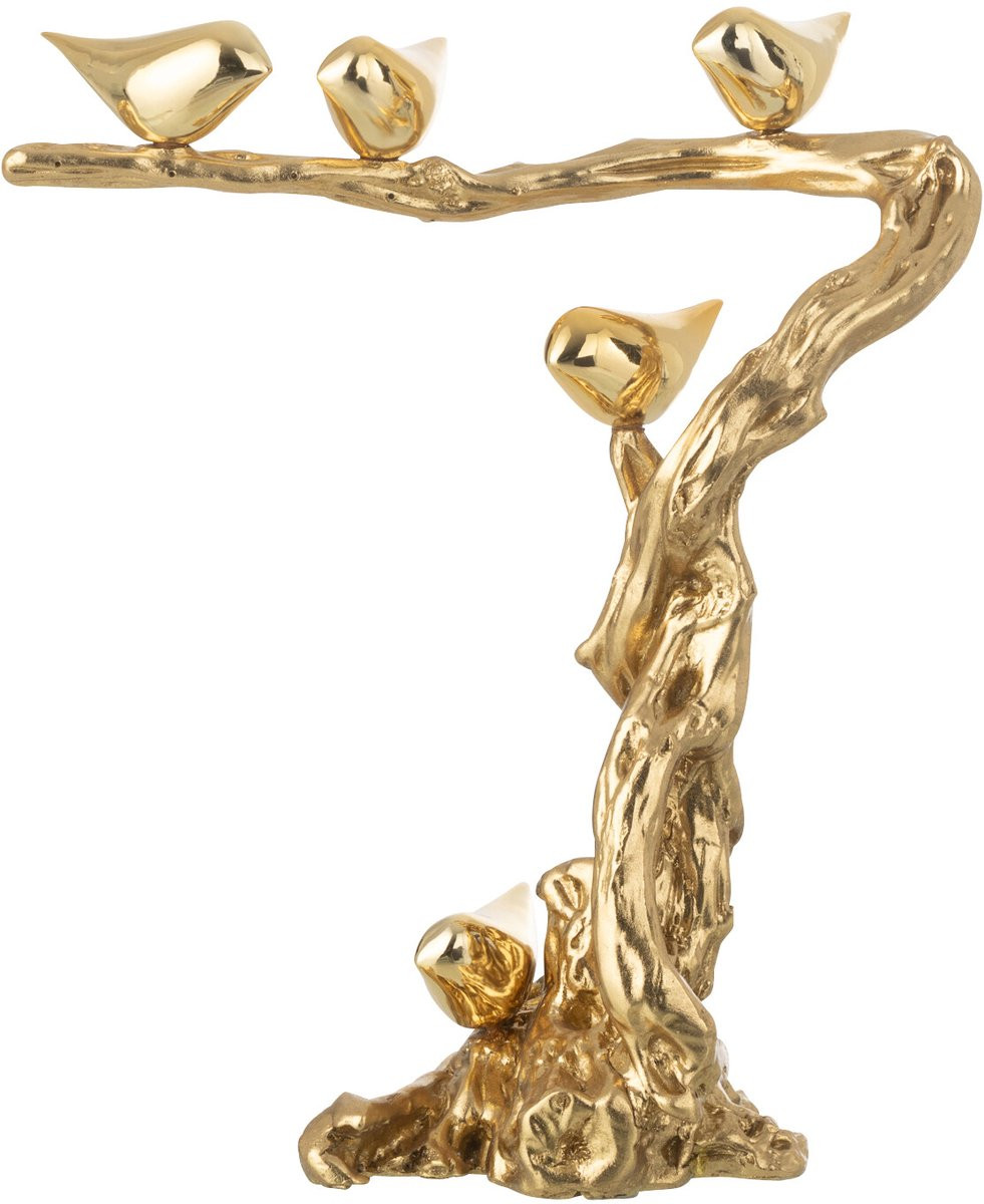 J-Line Decoratie Vogel Op Tak - Goud - Polyresin - Small
