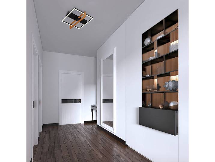 Plafonnier LED Seramena 33 x 35cm Noir 1 Aluminium thermopoudré Chêne plaxé Polypropylène LED Module LED