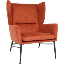 Lounge-Sessel MCW-L62, Ohrensessel Cocktailsessel Sessel Polstersessel, Stoff/Textil Metall ~ terracotta-braun