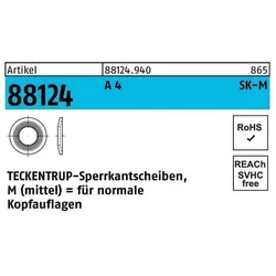 Teckentrup, Muttern + Unterlegscheiben, Sperrkantscheibe R 88124 M 4x10,2 x1 A 4