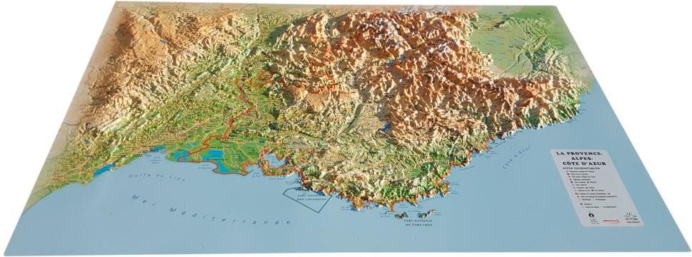 3DMAP  - La Provence-Alpes-Côte-d'Azur + Cadre - Carte 3D