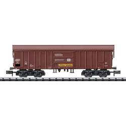 MiniTrix T18951 N Güterwagen Stahltransport Schwenkdachwagen Bauart Taes 890 der Deutschen Bundesbahn um 1978.