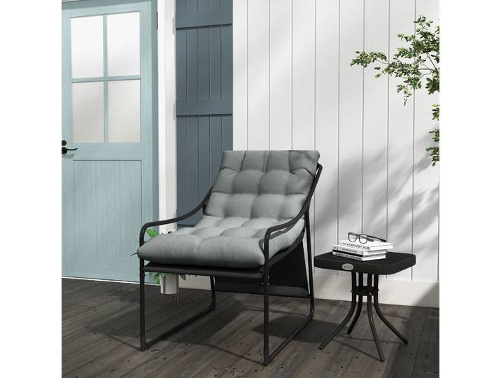 Outsunny Fauteuil Jardin Extérieur Acier Gris