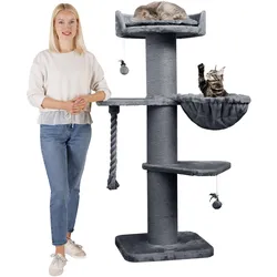HAPPYPET Premium Kratzbaum Grosse Katzen Stabil 'Cooper' – 150 cm Großer Katzenbaum   Grau