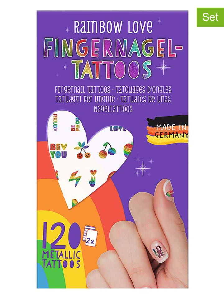 moses. 2er-Set: Fingernagel-Tattoos ''Rainbow'' in Bunt - 2x 120 Stück - onesize