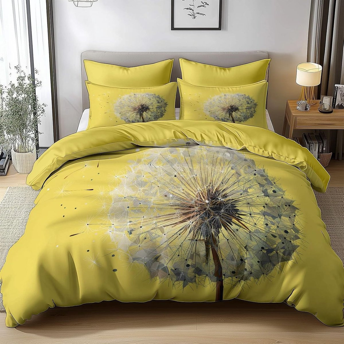 Omkeerbaar Dekbedovertrek Set Geel - 240x260 cm