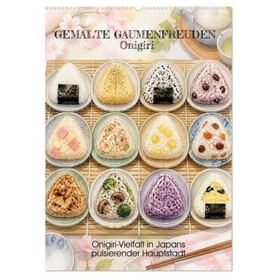 GEMALTE GAUMENFREUDEN - Onigiri (Wandkalender 2027 DIN A2 hoch), CALVENDO Monatskalender