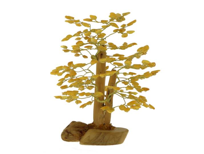 Dekobaum OSTSEE-SCHMUCK - 15 cm, 216 Bernsteine - Bernstein - Gr. 13, gelb, Blacklist, Dekofiguren, Dekobaum