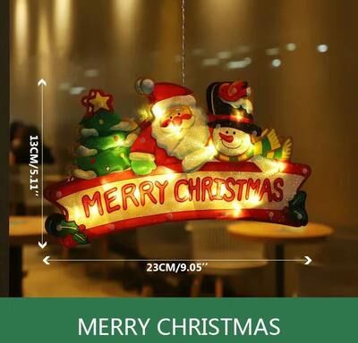 Inspire Select LED Christmas Window Hanging Suction Light Festive Decorative Lamp For Home & Shop Display merry Christmas
