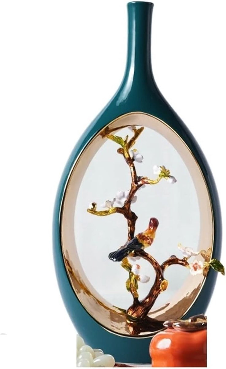 Decoratieve Keramische Vaas in Chinese Stijl met Emaille Afwerking