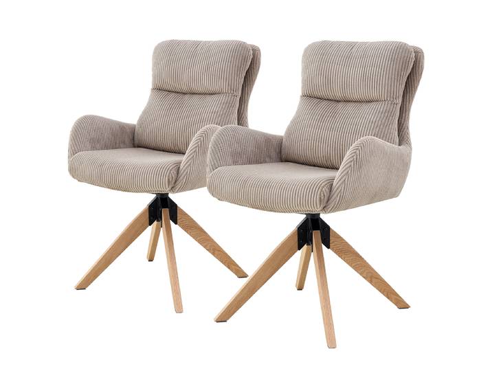 Drehbarer Armlehnenstuhl SPATZ 2er-Set 60 x 91 x 72cm Beige/Beige