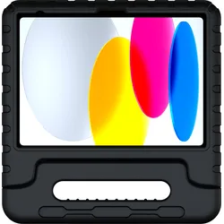 Deqster Kids Case Tablethülle & Schutzglas f. iPad 10./11.Gen Kindersicher & robust, Integrierte Stylus-Halterung, 9H Displayschutzglas, Schwarz