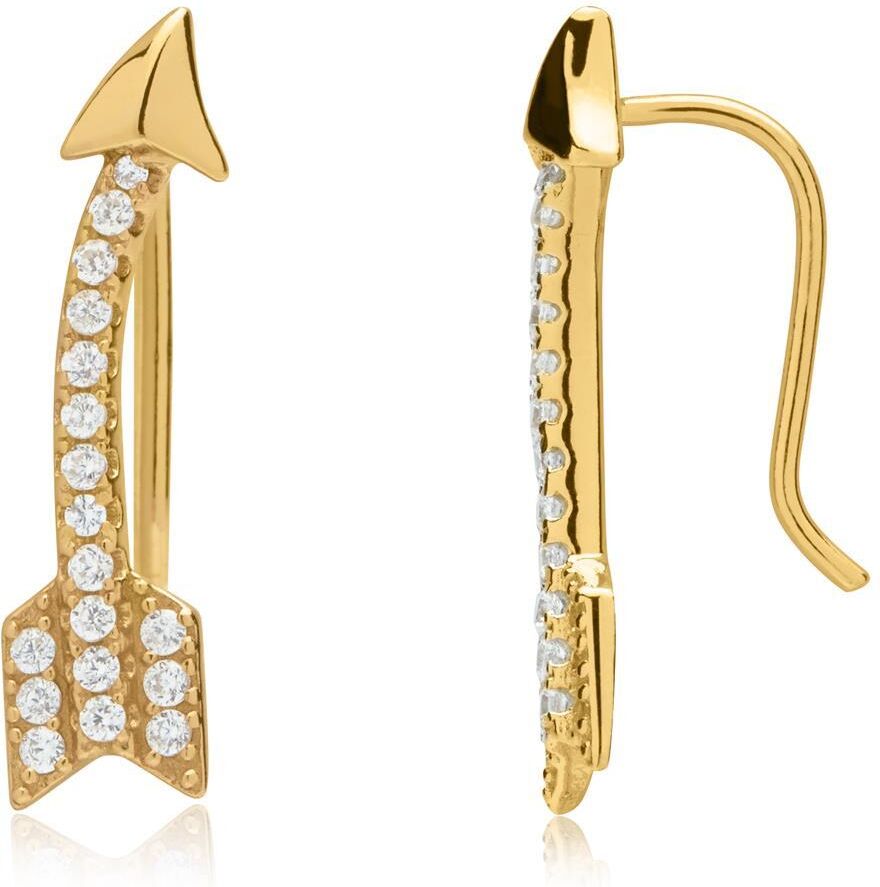 Unique Goldene Ohrringe Pfeile Zirkonia 925er Silber gold