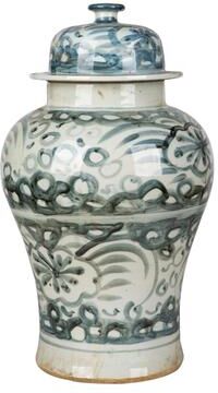 Legend of ASIA Blue And White Sea Flower Temple Jar Small
