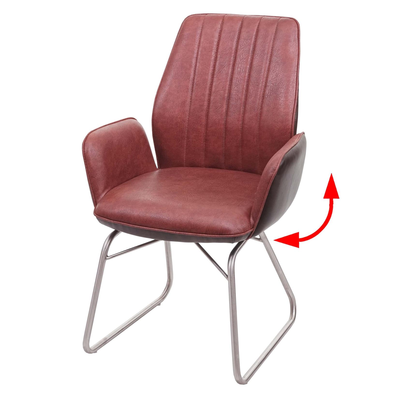 Esszimmerstuhl MCW-G73, Küchen/Schwingstuhl, Wippfunktion Stoff Kunstleder Edelstahl gebürstet ~ braun Wildlederoptik