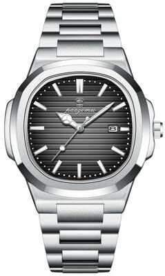 Uplift Treasures Mens Square Quartz Watch Waterproof Luminous Date Wristwatch silver Black