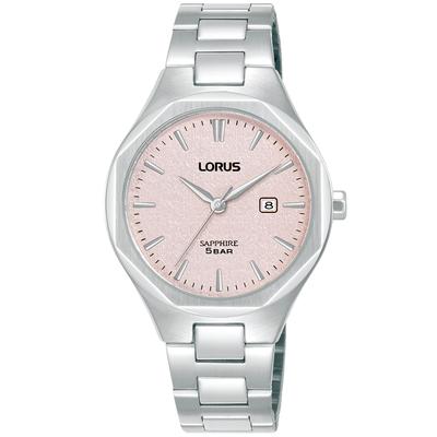 Quarzuhr LORUS "Classic Quarz", rosa (silberfarben, rosa), Armbanduhren, Damen, Quarzuhr, Armbanduhr, Damenuhr, Edelstahlarmband, analog, Tag