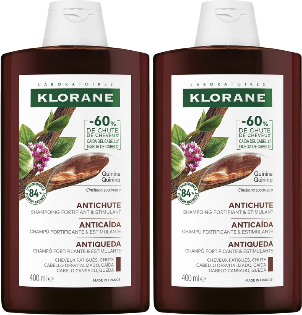 Klorane Capilar Champô com Quinina e Edelvaisse Bio 2x400ml