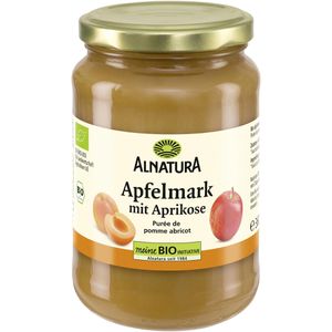 Alnatura Fruchtpüree Apfelmark im Glas,100% Frucht, BIO, Apfel & Aprikose,ohne Zuckerzusatz & Konservierungsstoffe,360g