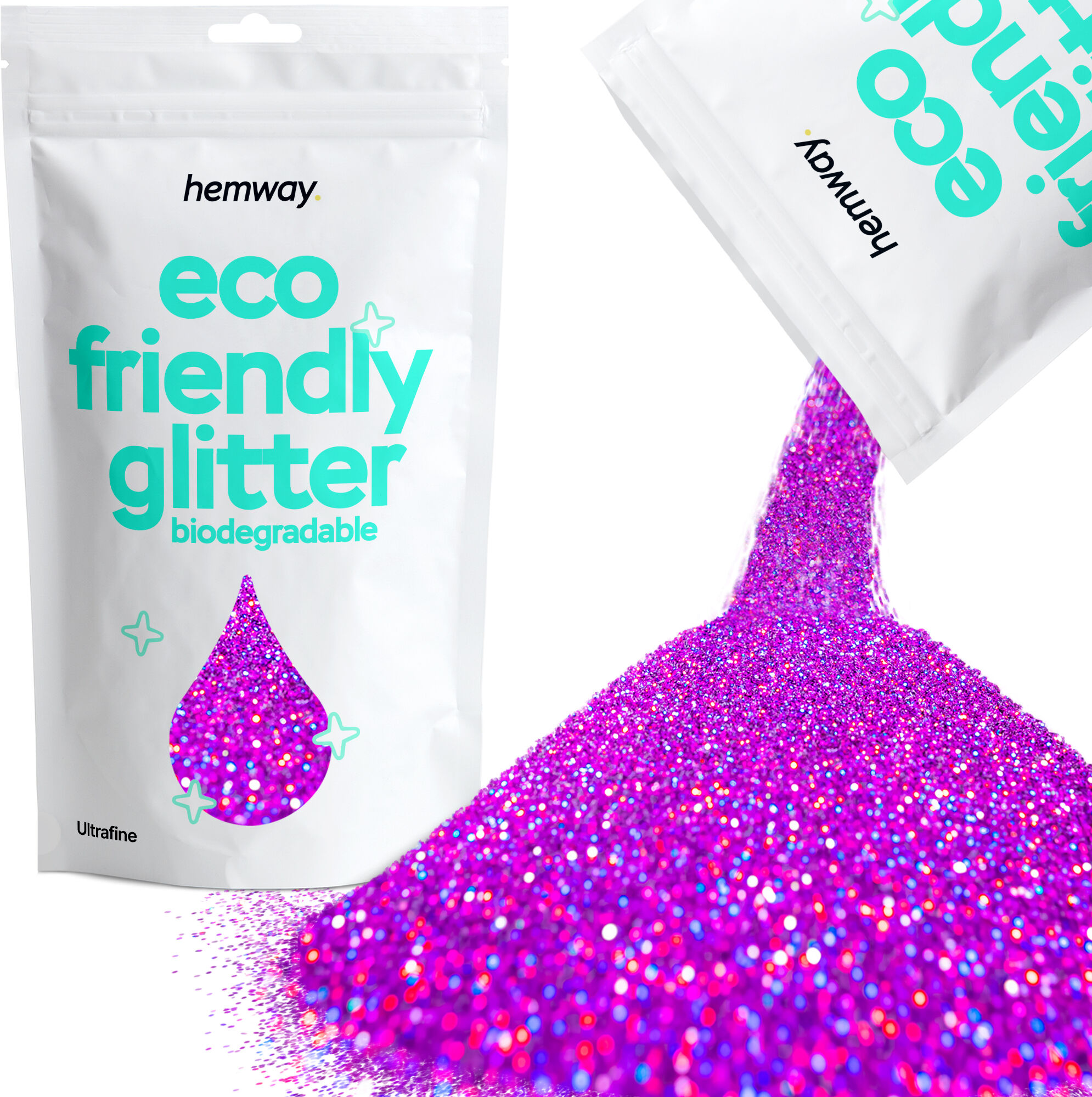 Hemway Biodegradable Eco Friendly Glitter 100g / 3.5oz   Purple Holographic   DIY, Decoration, Arts & Crafts - Purple Holographic - Ultrafine 100g