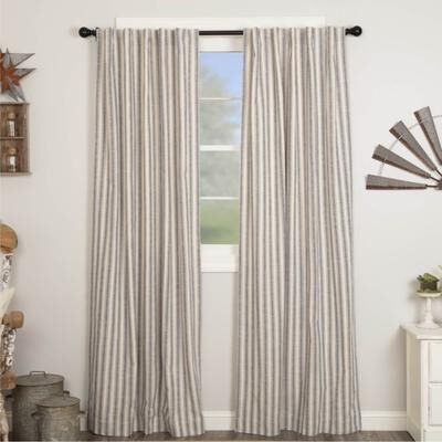 VHC Brands Market Place Blue Ticking Stripe Panel Set of 2