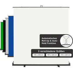 Walimex pro Roll-up Panel Hintergrund (210 cm, 220 cm), Hintergrundsystem, Weiss