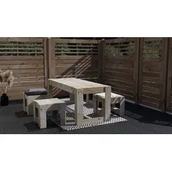 Ante Gartenmöbel-Set inkl. 1 Tisch, 2 Hocker und 1 Bank Fichte / Kiefer Kesseldruckimprägniert