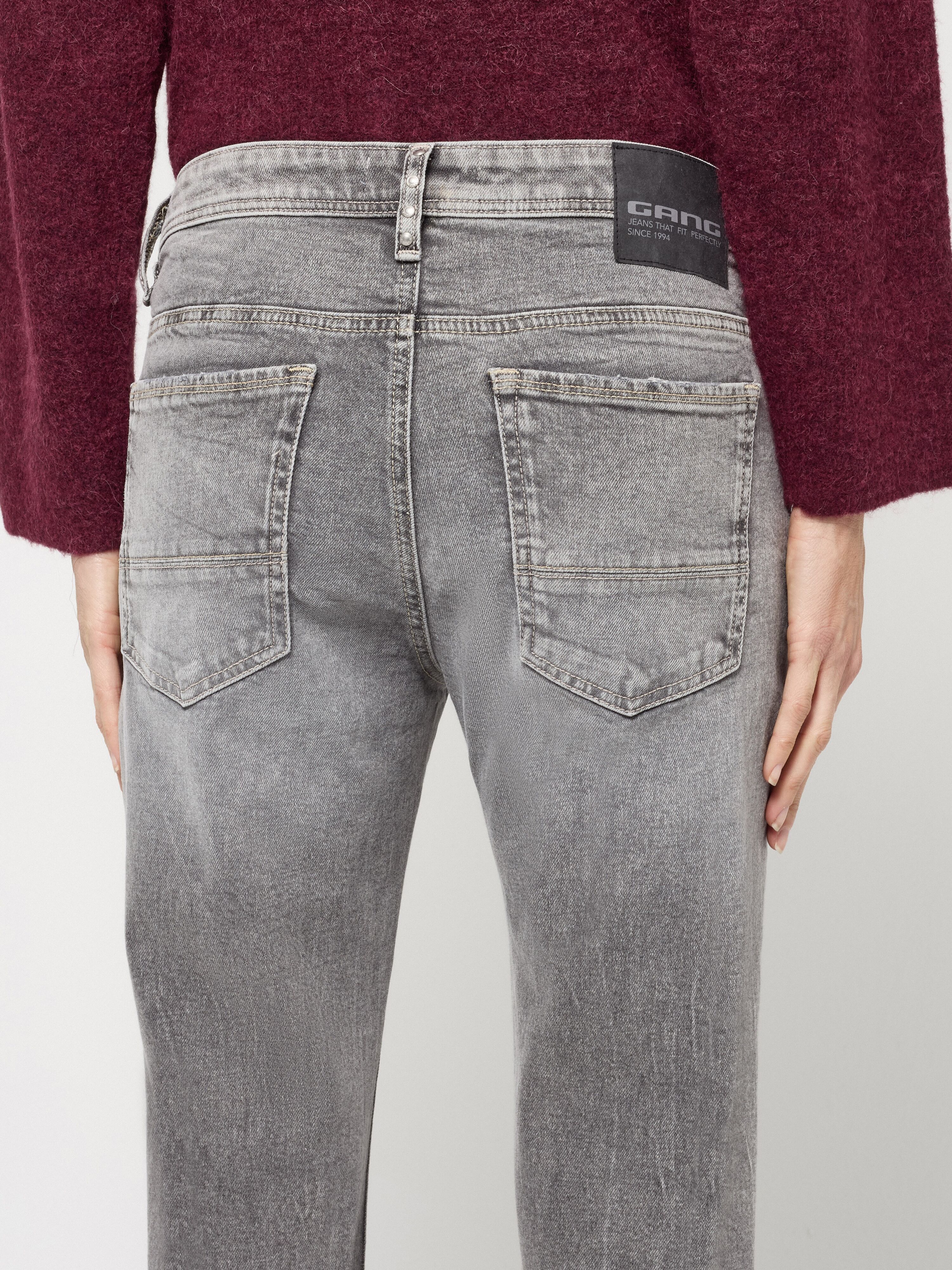 Boyfriend-Jeans GANG "94NICA CROPPED", Damen, Gr. 34, N-Gr, grau (pepper grau), Denim/Jeans, Obermaterial: 98% Baumwolle, 2% Elasthan, bequem knöchelfrei, Jeans Boyfriend-Jeans, mit geraden und verkürzten Beinverlauf pepper grau 34, N-Gr