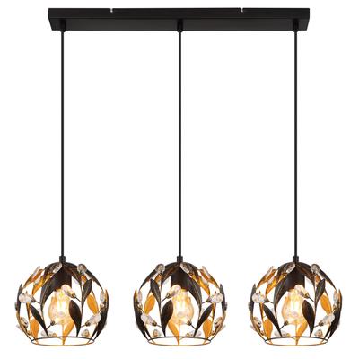 GLOBO LIGHTING Hängeleuchte "MIKA", schwarz (schwarz matt), 3, H: 150cm, 1 Stk., Leuchten, Hängeleuchte für Esszimmer schwarz gold, Hängeleuchte