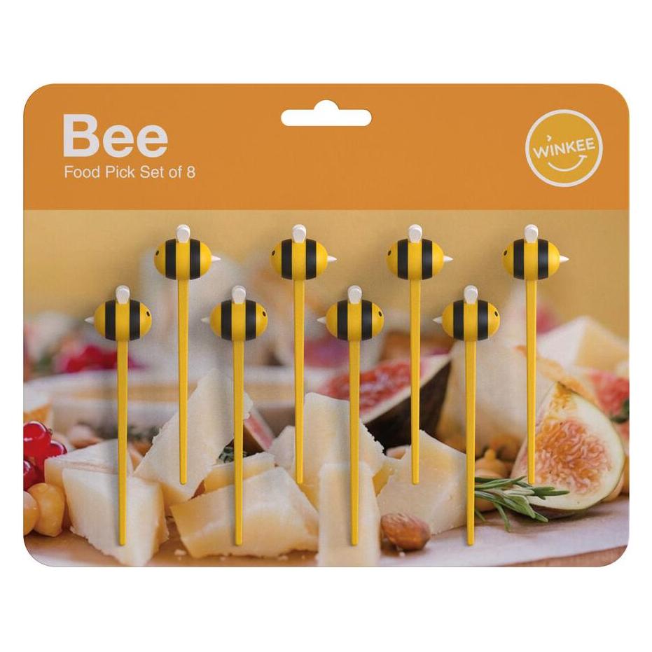 Winkee - Chopsticks - Bee Food Pick Set - Vibrant Yellow and Black - Approximately 3 inches (18814)