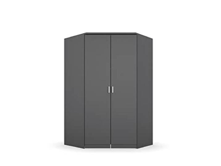 Rauch Möbel Bremen, Eckschrank, Farbe Grau metallic, Breite 117 cm Eckkleiderschrank, 2-türig, Zubehör Basic, für Schlafzimmer, Kinderzimmer, Hauswirtschaftsraum, Garderobe, Flur