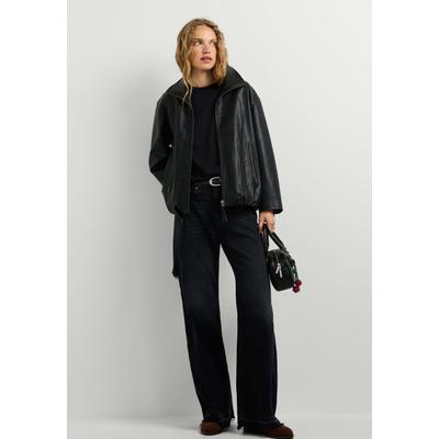 Slim-fit-Jeans PEPE JEANS "flare fit jeans BELLE HW FLARE BLACK", Damen, Gr. 28, Länge 32, 11.5 oz schwarz, schwarz rigid den, 100% Baumwolle, Jeans Slim-fit-Jeans