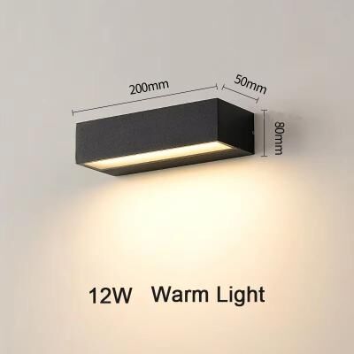 Inspired Finds SANDIY Outdoor Wall Light External Sconce Lamps Waterproof House Decor Lighting Fixture For Balcony, Porch, Yard, Gard black 12w 7.87x1.97x3.15in warm Light