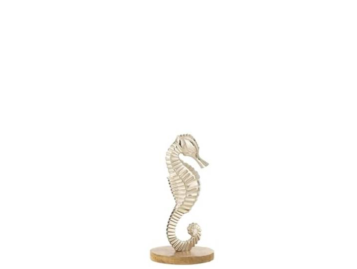 J-Line Zeepaardje decoratie op basis - Aluminium - Zilver - Medium