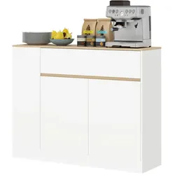 STILVORA Sideboard 105x30x82  Weiß mit 2 Türen Schublade und verstellbaren Ablagen, pflegeleichte Oberfläche, Kippschutz für stabilen Stand