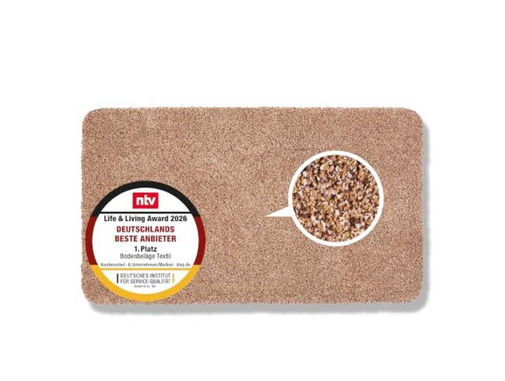 Astra 601/7503 Tapis d'entrée Coton Beige 75 x 130 x 2 cm Paillasson absorbant pour l'intérieur - Absorbant - Facile d'entretien - 100 % coton - Robuste