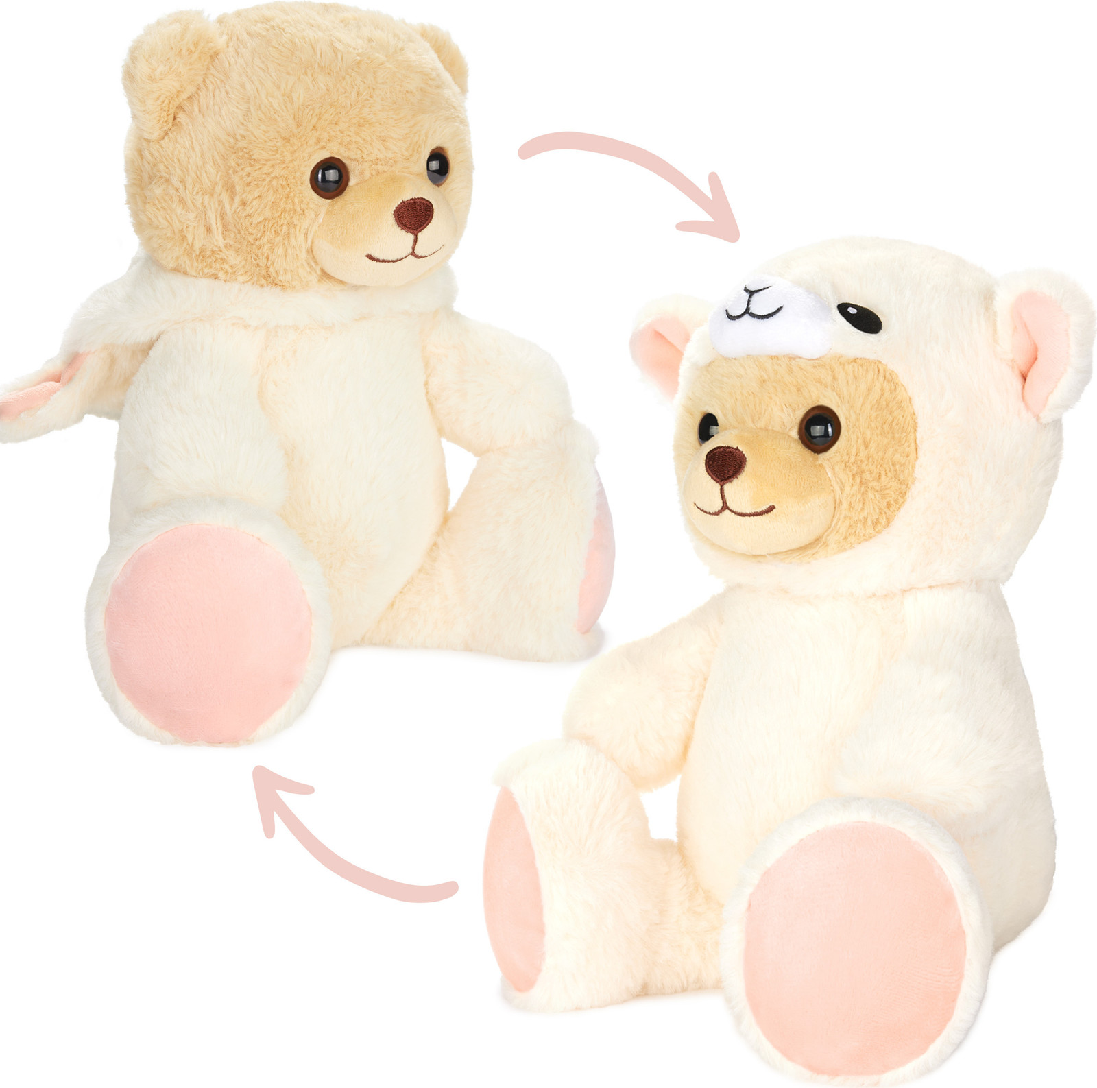 BRUBIES Knuffel Schaap - Pluche knuffelbeer met kap - 25 cm