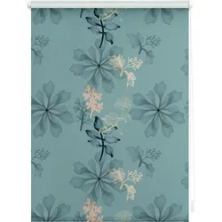 Lichtblick Rollo Klemmfix, ohne Bohren, Verdunkelung, Aqua Floral - Blau