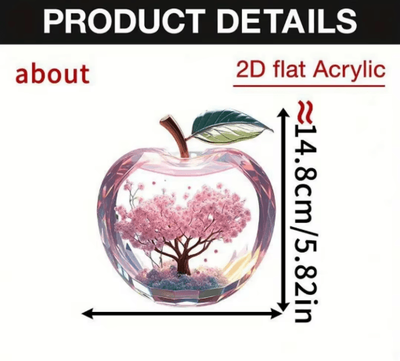 Inspire Picks Romantic Cherry Blossom Apple Acrylic Ornament Landscape Tabletop Decor For Home & Office pink