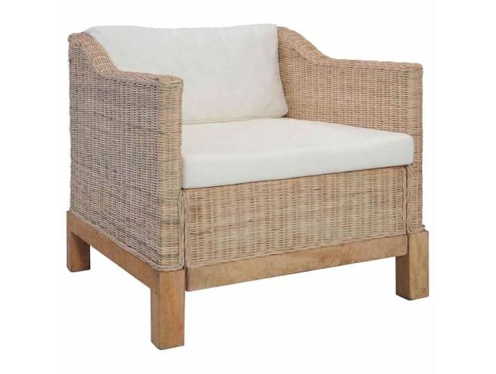 KDVXBCQJH Sessel Natur Rattan mit Polstern Massivholz 72x78x71 cm Bequemer Loungesessel aus Echtrattan mit abnehmbaren Kissenbezügen, ideal für Wohnzimmer und überdachte Innenbereiche.