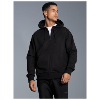 Sweatjacke TRIGEMA "TRIGEMA Sweatjacke mit Kapuze", Herren, Gr. XXL, schwarz, 70% Baumwolle, 30% Polyester, Basic, lang, Rundhals, Sweatjacken Sweatjacke