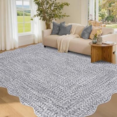 Garvee Scalloped Braided Printed Area Rug