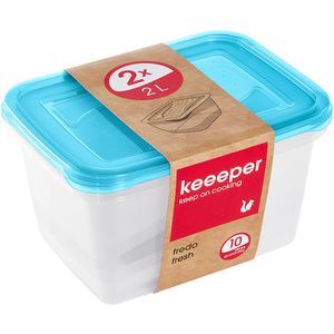 Keeeper Frischhaltedose fredo fresh blau, aus Kunststoff, 2 Liter, transparent, Set, 2 Stück
