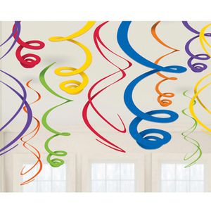 Amscan Girlande 67056-90-55, Deko-Spiralen, 55,8cm, Folie, bunt, 12 Stück