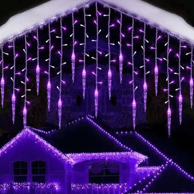 Inspire Curations LED Icicle Curtain Lights For Christmas Outdoor Decor purple eu Plug