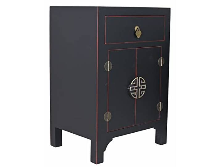 Chinesischer Nachtschrank Madame CHEN LU Schwarz – Klassisches Ming-Design, 2 Türen & 1 Schublade, Holz/MDF, Elegante Nachtkonsole mya039 Palazzo Exklusiv